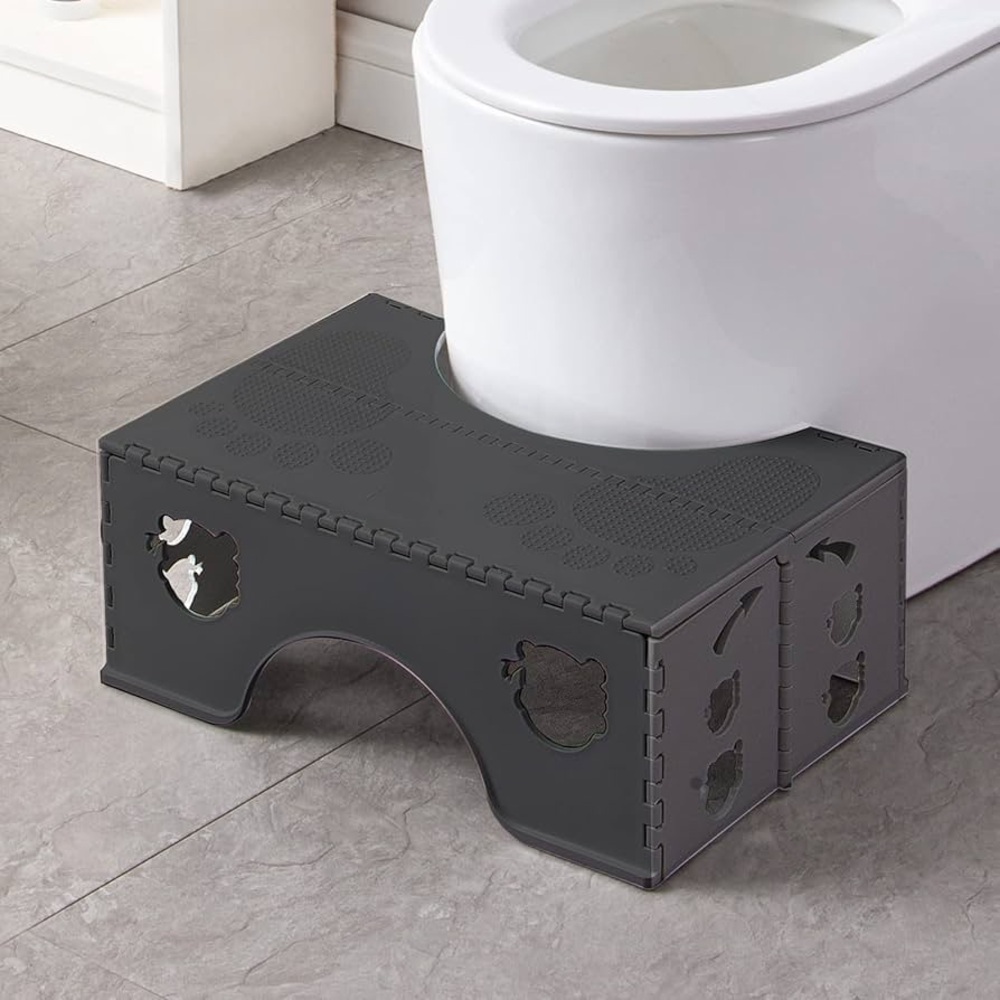 Foldable Toilet Stool, 7 inches Healthy Squatting Portable, black